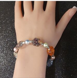 Handmade Elegant Multicolor Rose & Pearl Bracelet